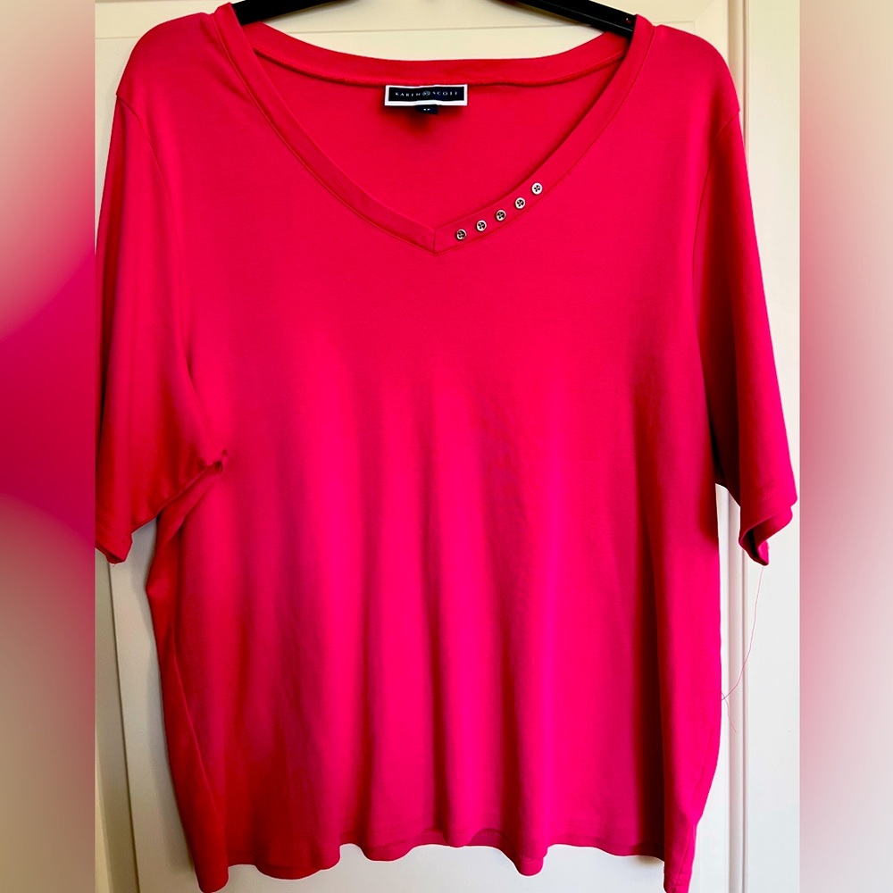 Karen Scott Pink Plus size 3x womens v neck top